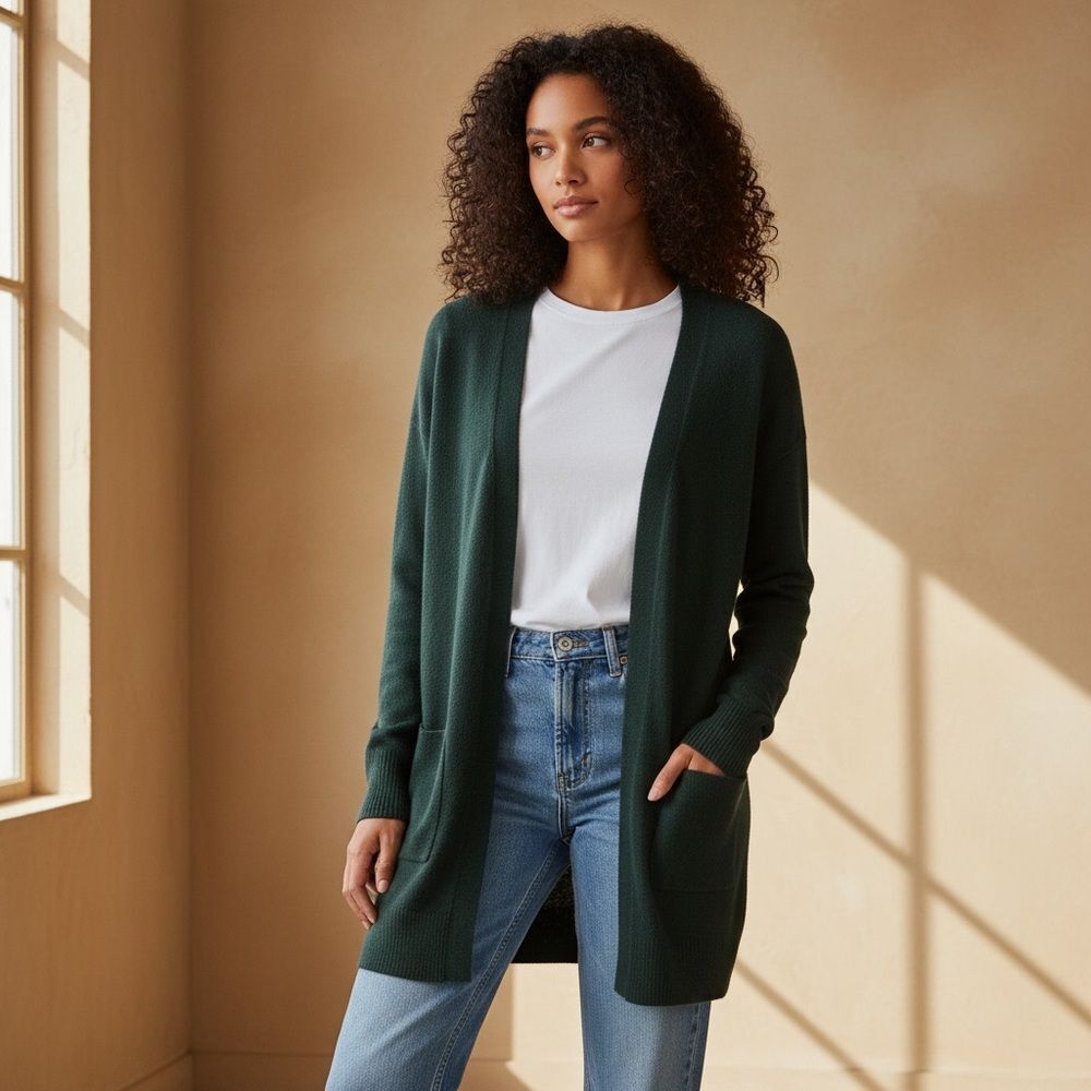 Madewell Women's XS Green Open Front Cardigan‎ Sweater with Pockets